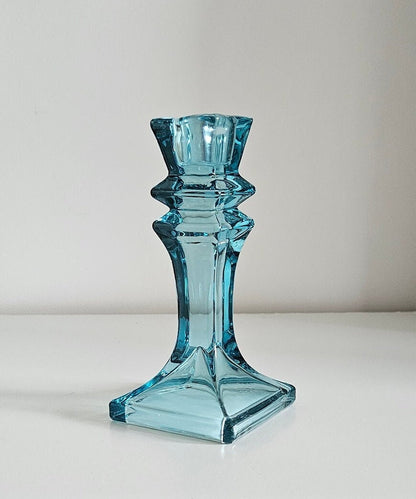 Retro Turquoise Glass Candlestick