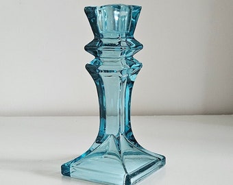 Retro Turquoise Glass Candlestick