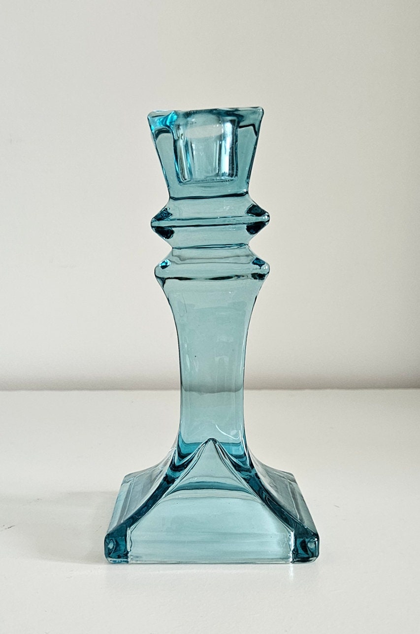 Retro Turquoise Glass Candlestick