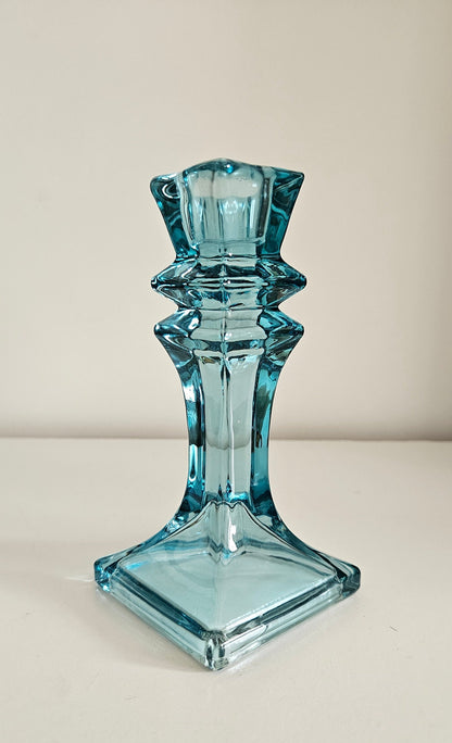 Retro Turquoise Glass Candlestick