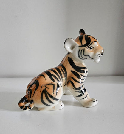 Mid-Century Lomonosov Porcelain Tiger Cub Figurine