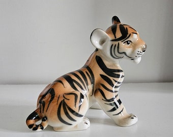 Mid-Century Lomonosov Porcelain Tiger Cub Figurine