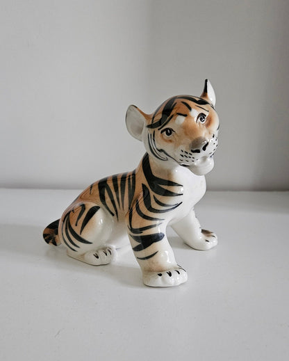 Mid-Century Lomonosov Porcelain Tiger Cub Figurine