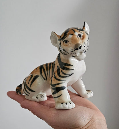 Mid-Century Lomonosov Porcelain Tiger Cub Figurine