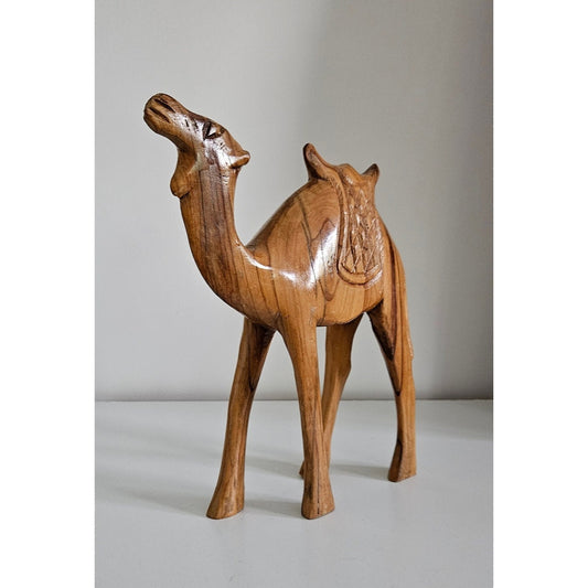 Vintage Hand Carved Wooden Camel Figurine Sculpture