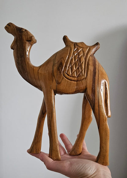 Vintage Hand Carved Wooden Camel Figurine Sculpture