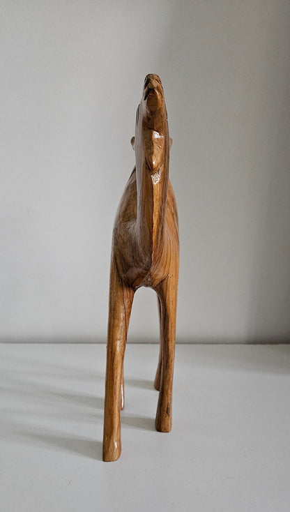 Vintage Hand Carved Wooden Camel Figurine Sculpture