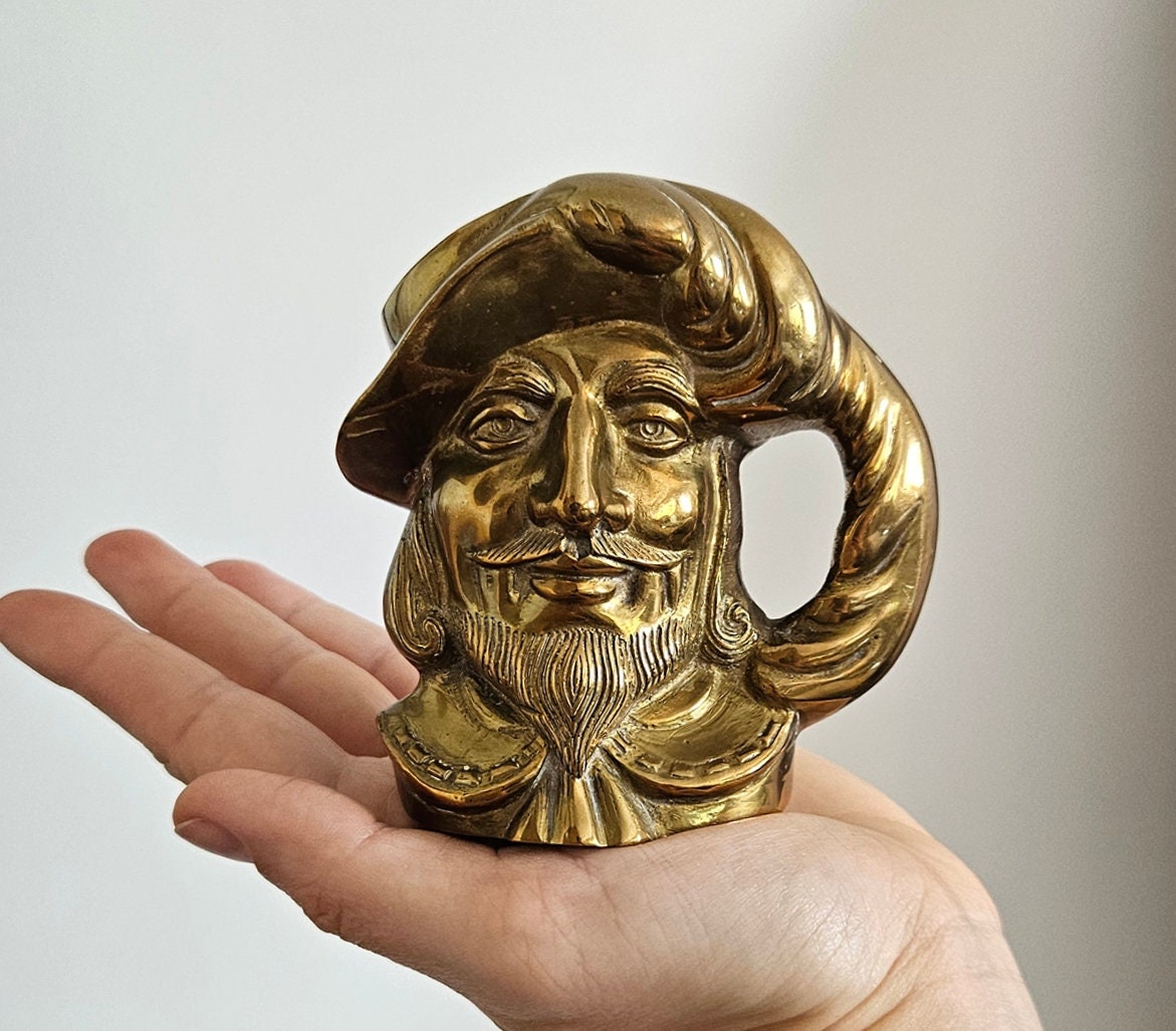 Vintage Small Brass Toby Jug