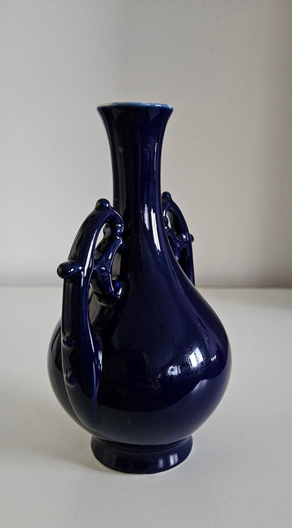 Vintage Fedora Cobalt Blue Small Porcelain Vase With Greek Goddess Motif