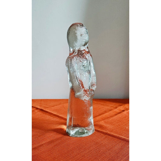 Vintage Clear Textured Glass Angel Figurine Sculpture