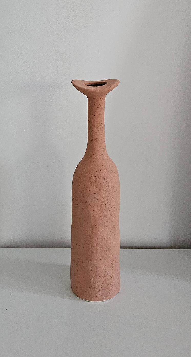 Tall Contemporary Ceramic Vase, Minimalist Home Decor