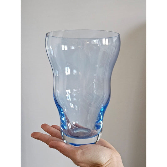 Vintage Blue Czech Bohemia Crystal Glass Vase