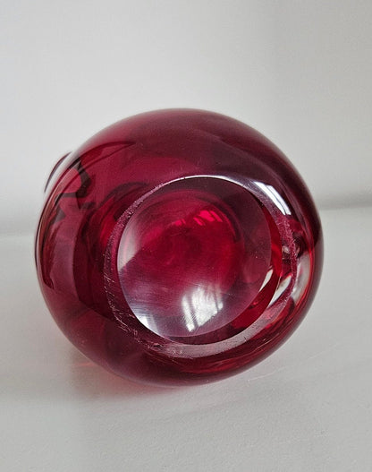 Vintage Whitefriars Ruby Red Glass Knobbly Vase