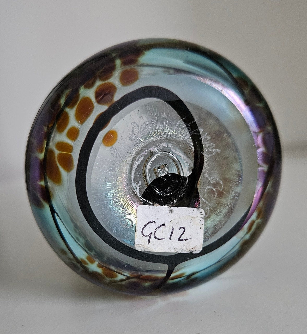 Stunning Okra Art Glass Vase With Iridescent Lustre Signed By Dean Hopkins