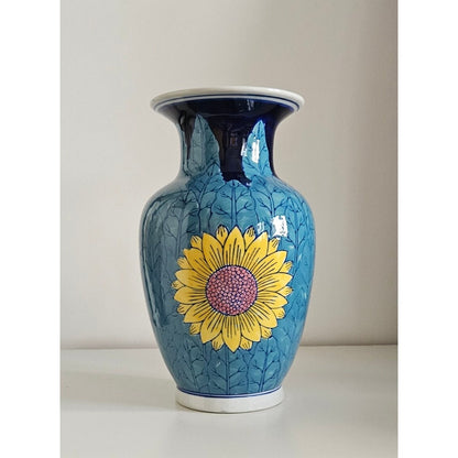 Vintage Hand-Painted Sunflower Design Porcelain Vase