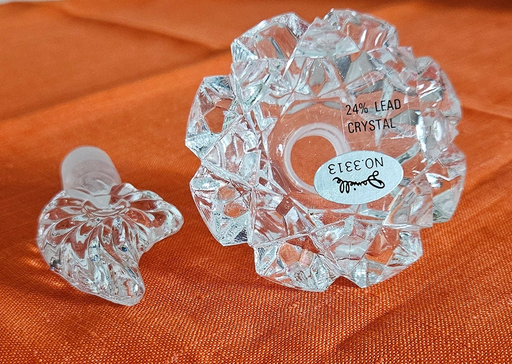 Vintage 24% Lead Crystal Art Glass Perfume Bottle With Stopper