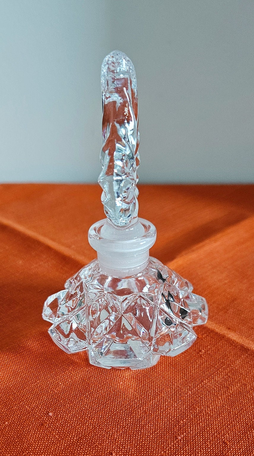 Vintage 24% Lead Crystal Art Glass Perfume Bottle With Stopper
