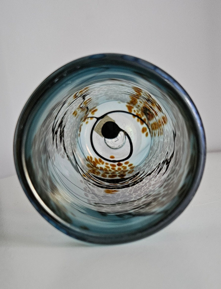 Stunning Okra Art Glass Vase With Iridescent Lustre Signed By Dean Hopkins