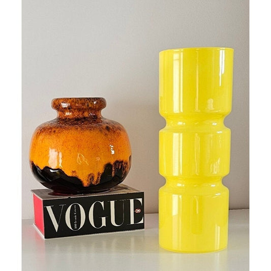 Retro Funky Habitat Fitz Yellow Glass Table Lamp