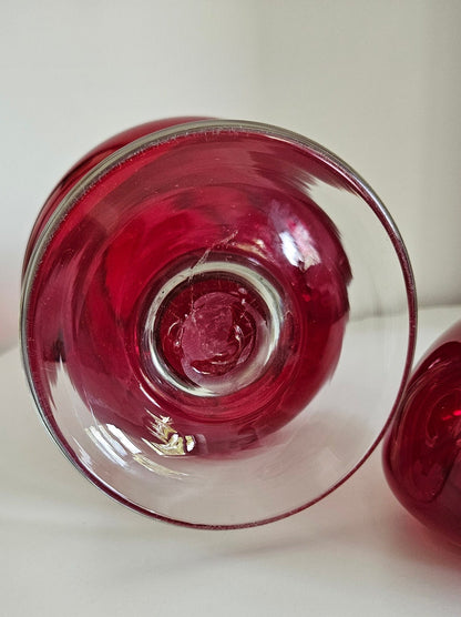 Vintage Italian Empoli Ruby Red Glass Apothecary Style Jar