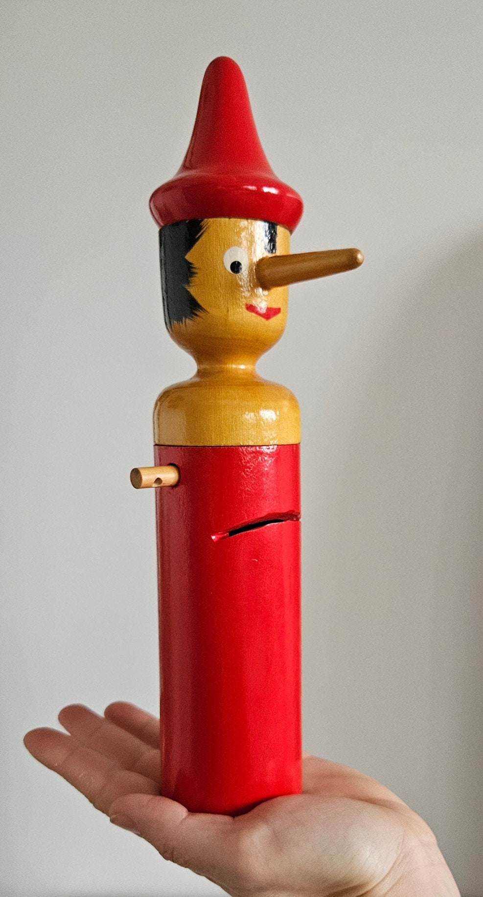 Vintage Wooden Pinocchio Money Bank/Money Box