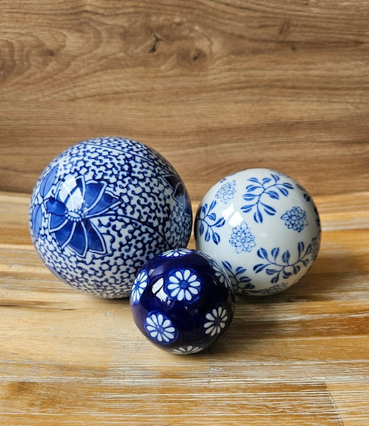 Set Of Three Vintage Decorative Porcelain Balls