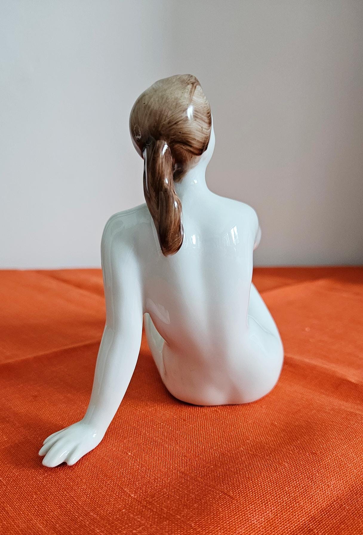 Vintage Hungarian Hollohaza Porcelain Sitting Nude Lady Figurine