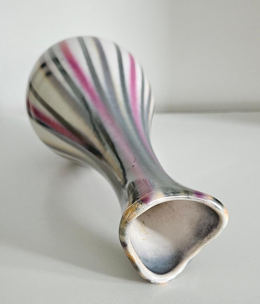 Mid-Century Modern Iridescent Ceramic Vase - Made In Hungary