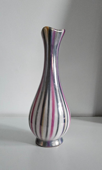 Mid-Century Modern Iridescent Ceramic Vase - Made In Hungary