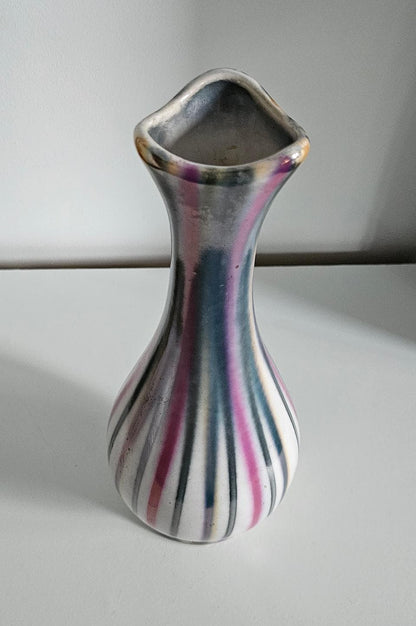 Mid-Century Modern Iridescent Ceramic Vase - Made In Hungary