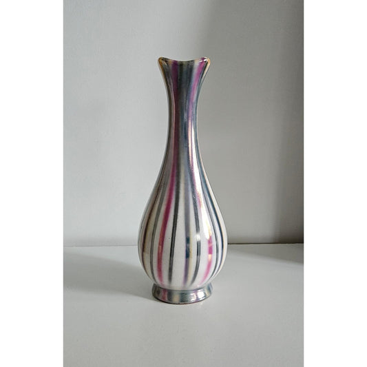 Mid-Century Modern Iridescent Ceramic Vase - Made In Hungary