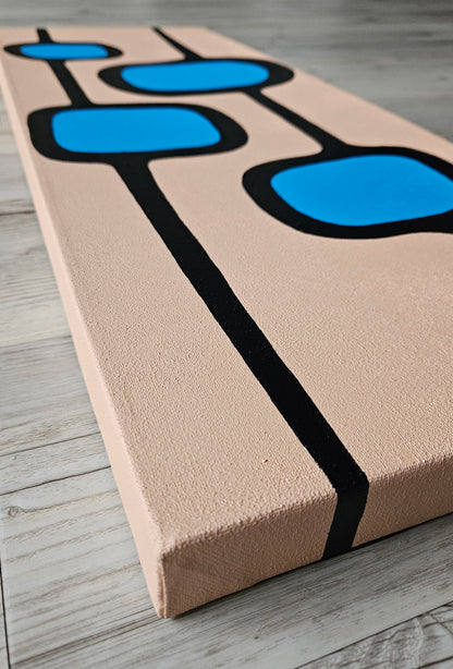 Mid Century Modern Retro Inspired Large Abstract Acrylic Painting, Space Age Style Art