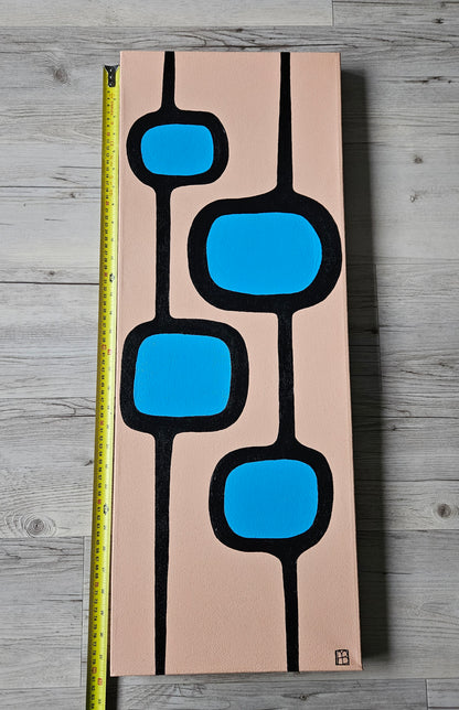 Mid Century Modern Retro Inspired Large Abstract Acrylic Painting, Space Age Style Art
