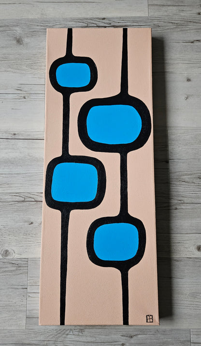 Mid Century Modern Retro Inspired Large Abstract Acrylic Painting, Space Age Style Art