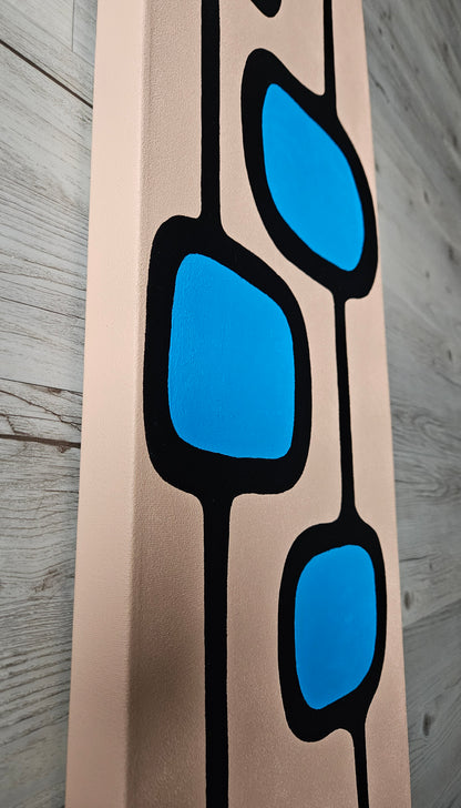 Mid Century Modern Retro Inspired Large Abstract Acrylic Painting, Space Age Style Art