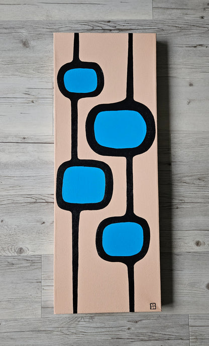 Mid Century Modern Retro Inspired Large Abstract Acrylic Painting, Space Age Style Art