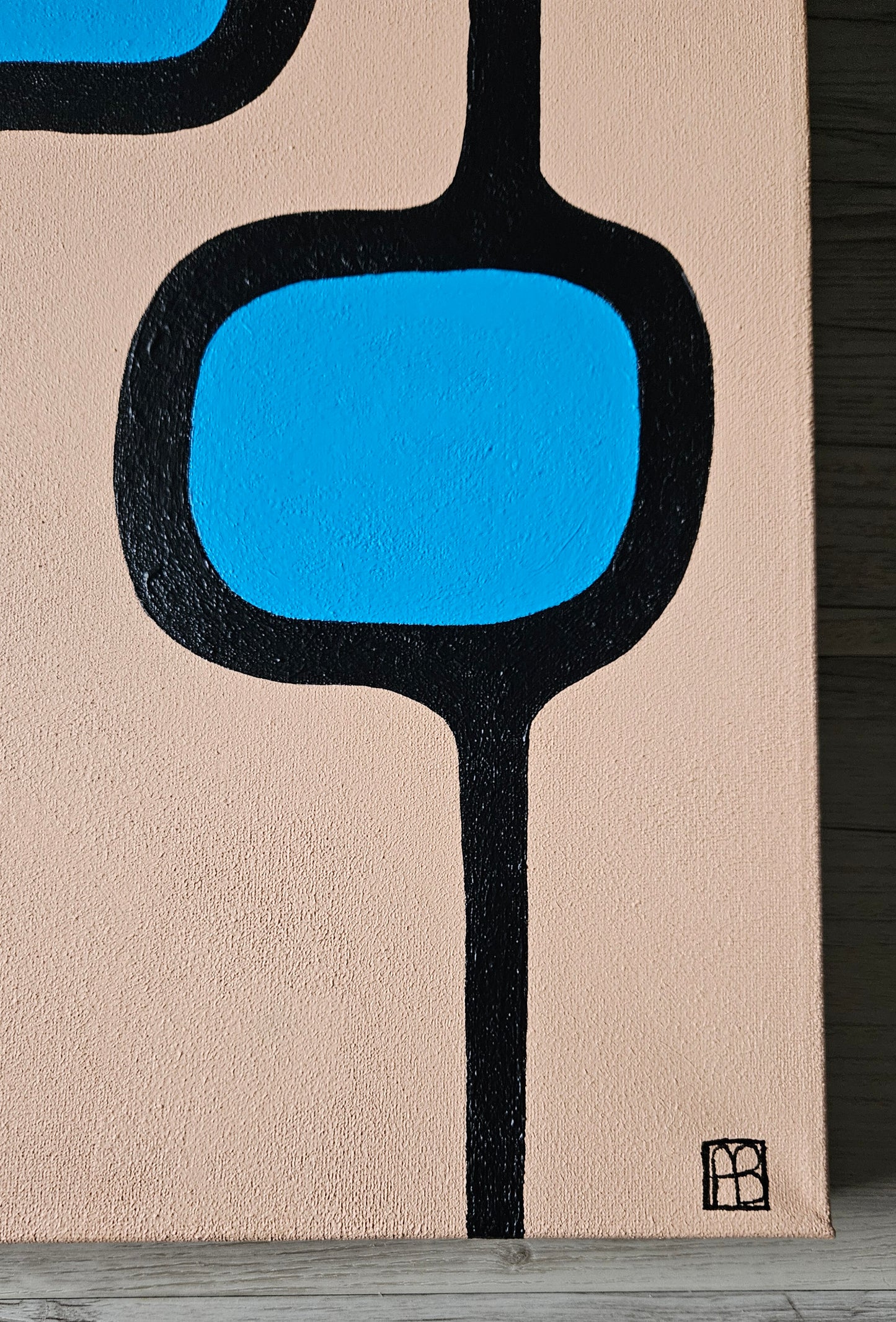 Mid Century Modern Retro Inspired Large Abstract Acrylic Painting, Space Age Style Art