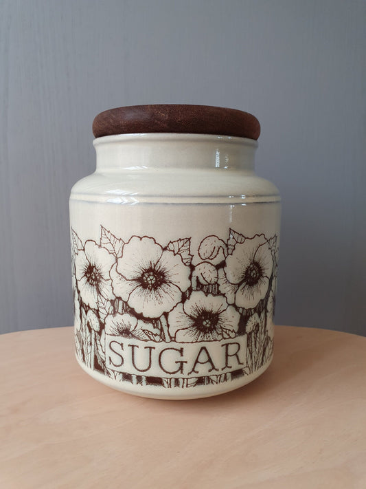 Retro Large Hornsea Cornrose Lidded Storage Jar/Sugar