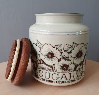 Retro Large Hornsea Cornrose Lidded Storage Jar/Sugar