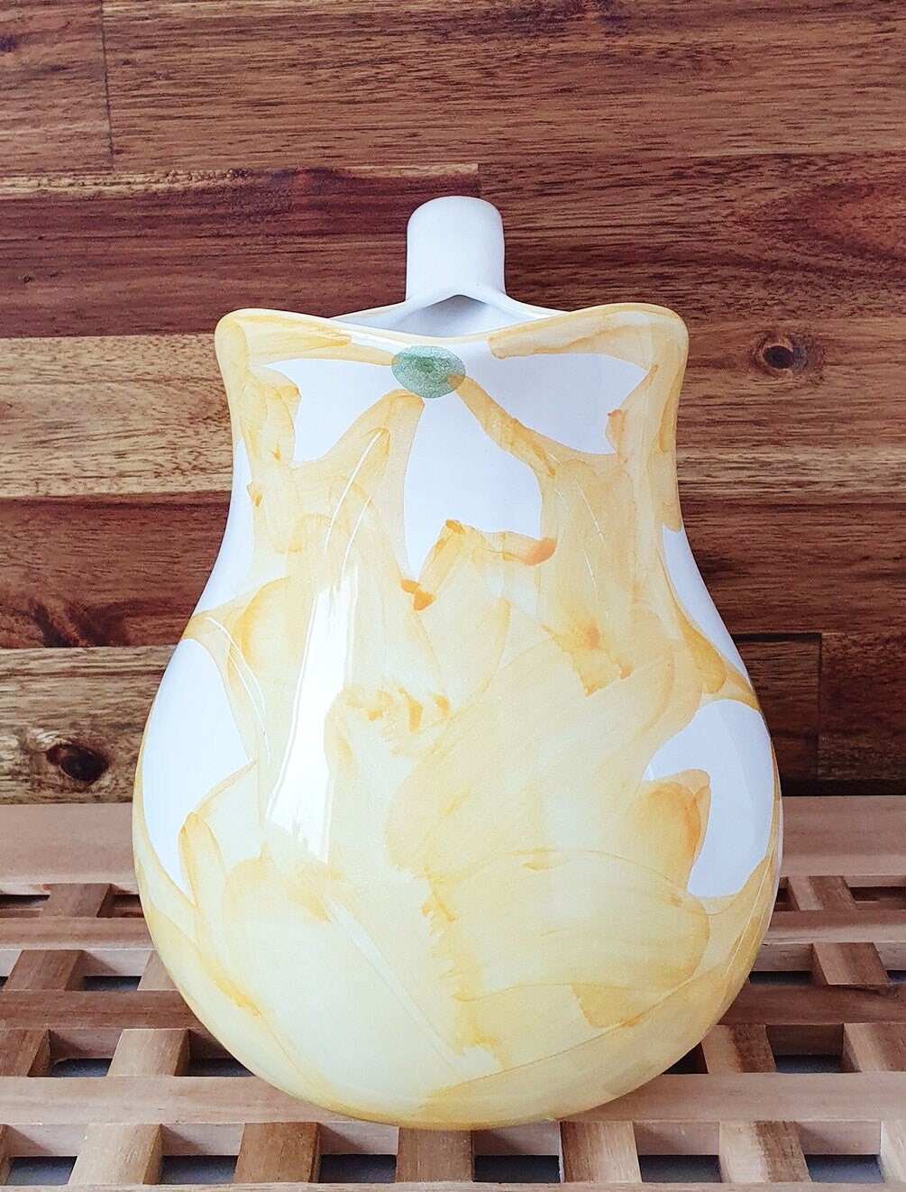 Lovely Hand-Painted Jug/Pitcher In Yellow/White