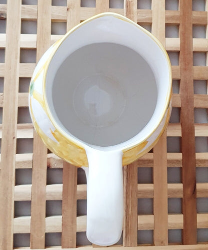 Lovely Hand-Painted Jug/Pitcher In Yellow/White