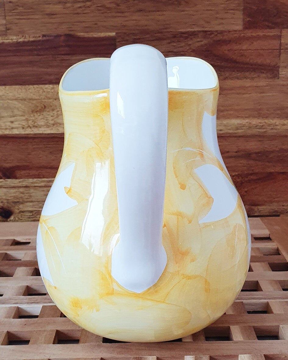 Lovely Hand-Painted Jug/Pitcher In Yellow/White