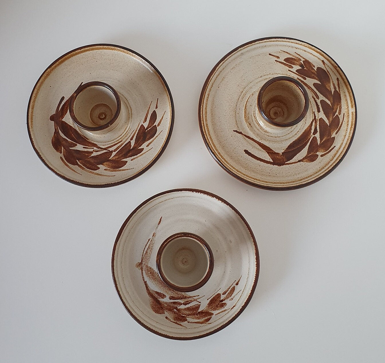 Mid-Century Bakehouse Pottery Candle Holders/Set Of Three