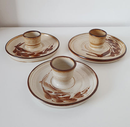 Mid-Century Bakehouse Pottery Candle Holders/Set Of Three