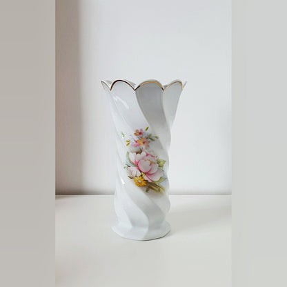 Alba Julia Large Floral Twisted Porcelain Vase