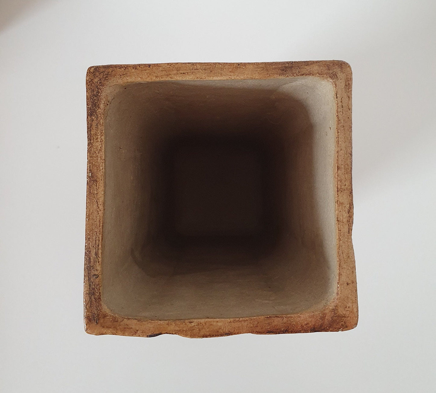 Mid-Century Modern Studio Art Pottery Large Stoneware Square Chimney/Slab Vase