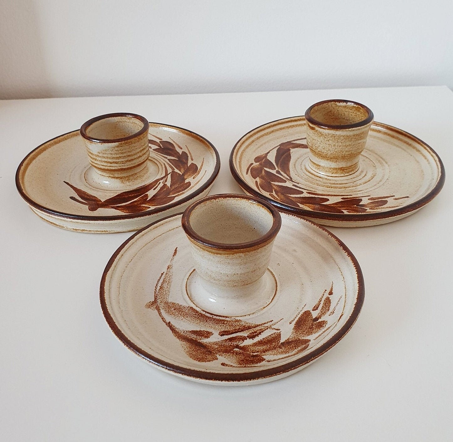 Mid-Century Bakehouse Pottery Candle Holders/Set Of Three