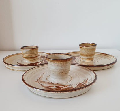 Mid-Century Bakehouse Pottery Candle Holders/Set Of Three