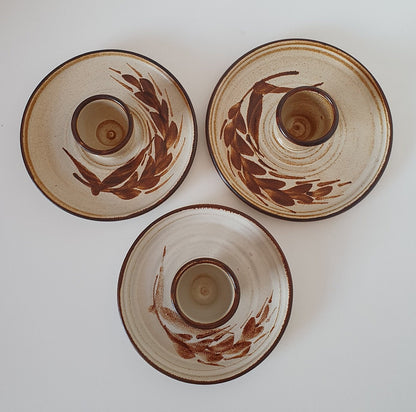 Mid-Century Bakehouse Pottery Candle Holders/Set Of Three