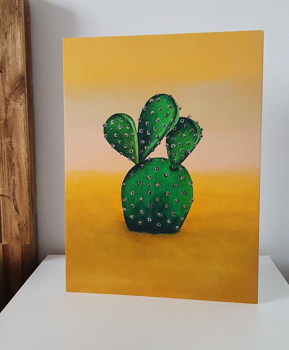 Original Acrylic Painting, "Cactus In The Desert" Painting, Contemporary Art, Canvas Panel